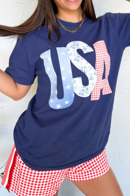 USA Patchwork Graphic T-Shirt - Side View