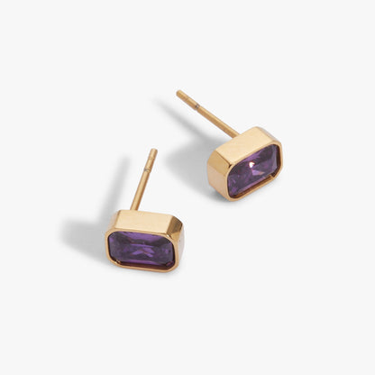 Amethyst February Birthstone Stud Earrings - Alex and Ani - Detail View 4