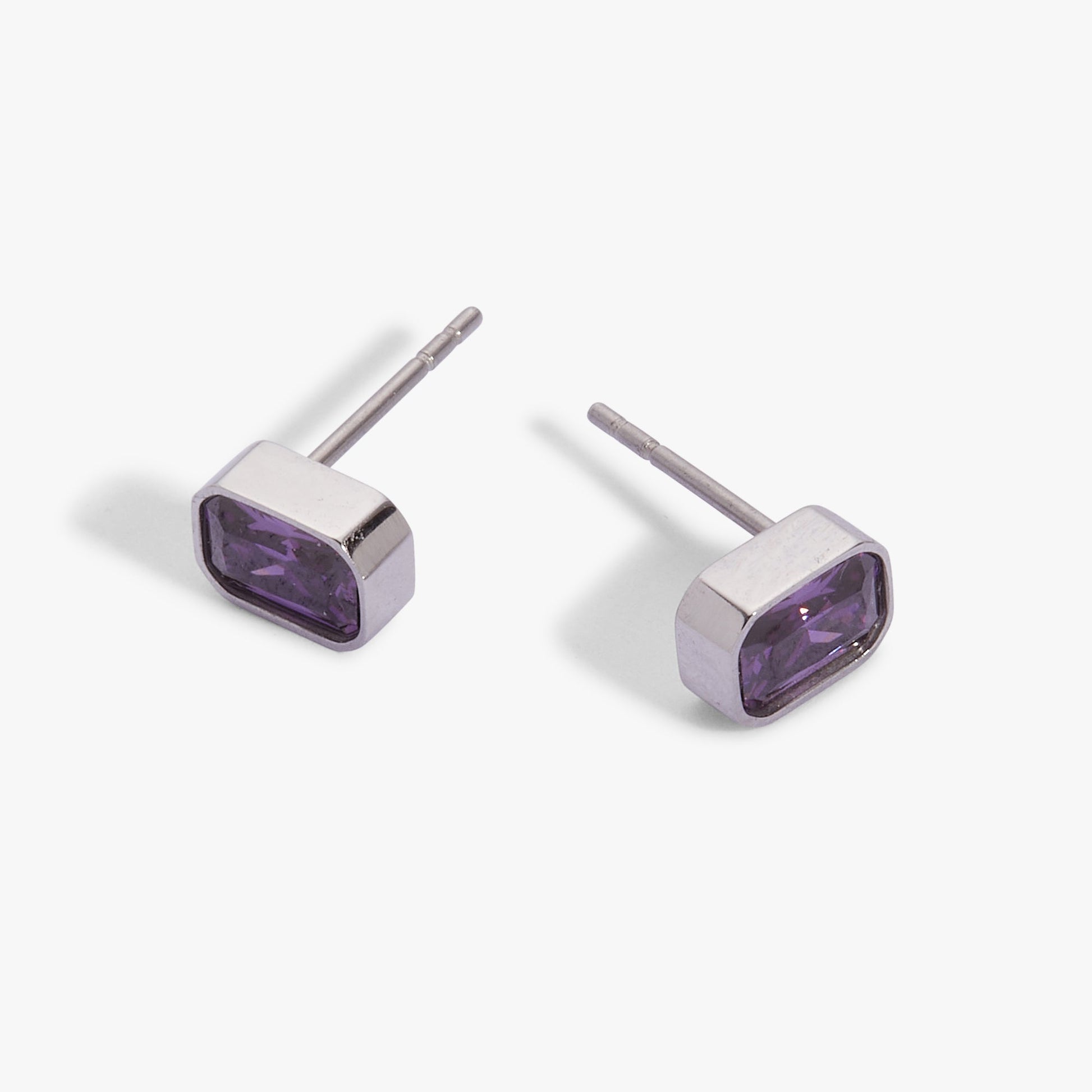Amethyst February Birthstone Stud Earrings - Alex and Ani - Back View