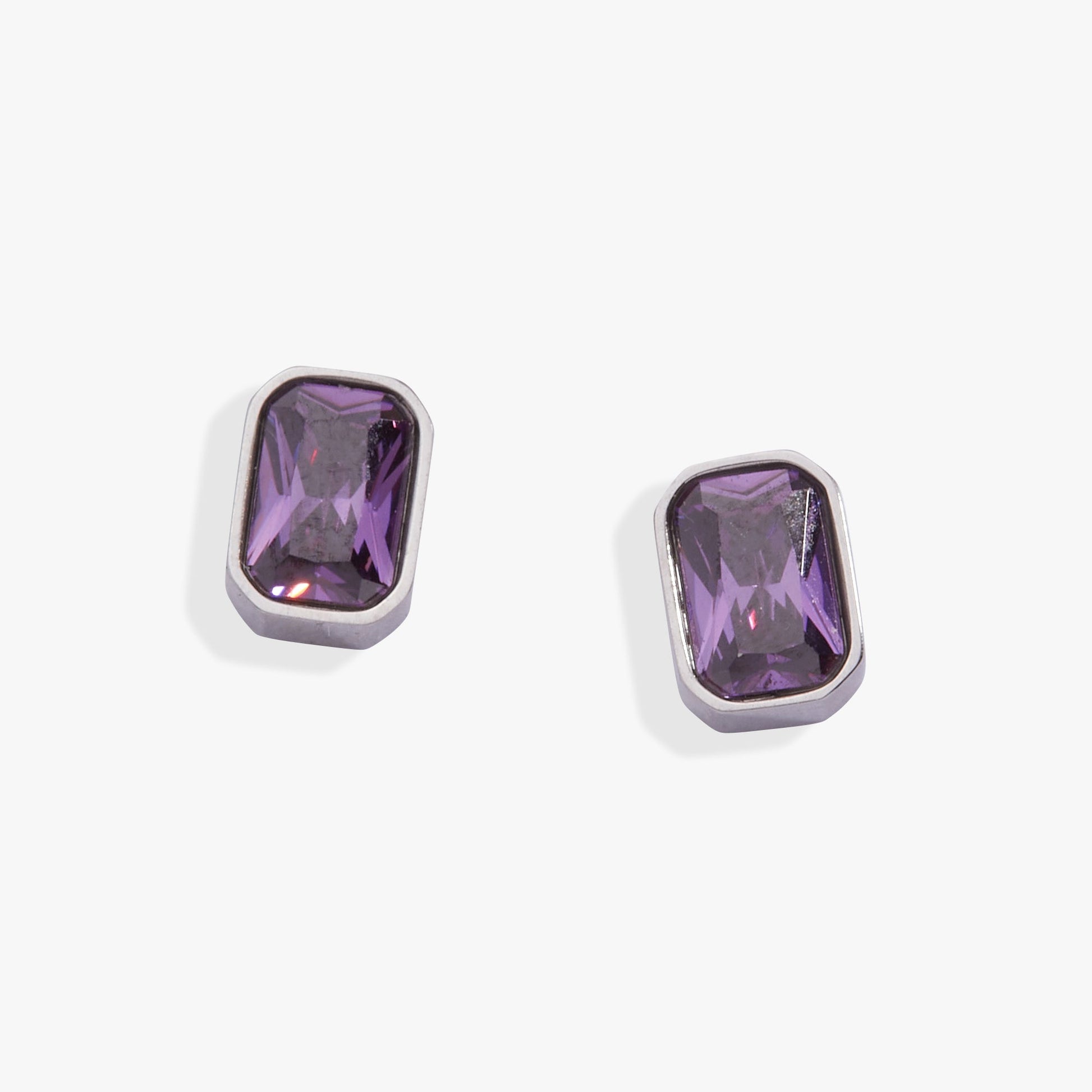 Amethyst February Birthstone Stud Earrings - Alex and Ani - Front View