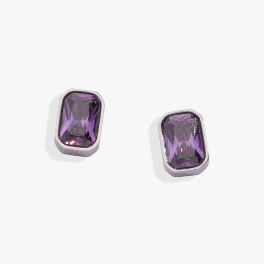 Amethyst February Birthstone Stud Earrings - Alex and Ani - Front View