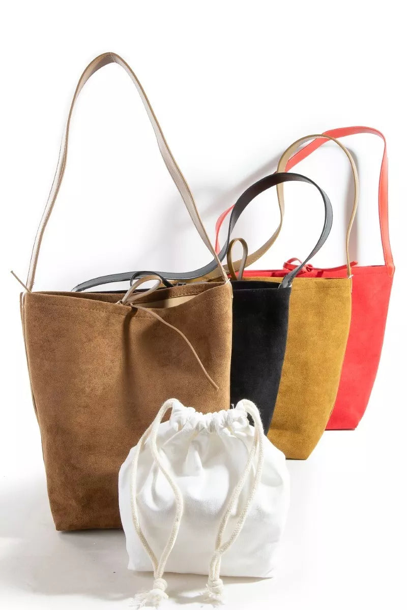 Faux Suede Bucket Bag