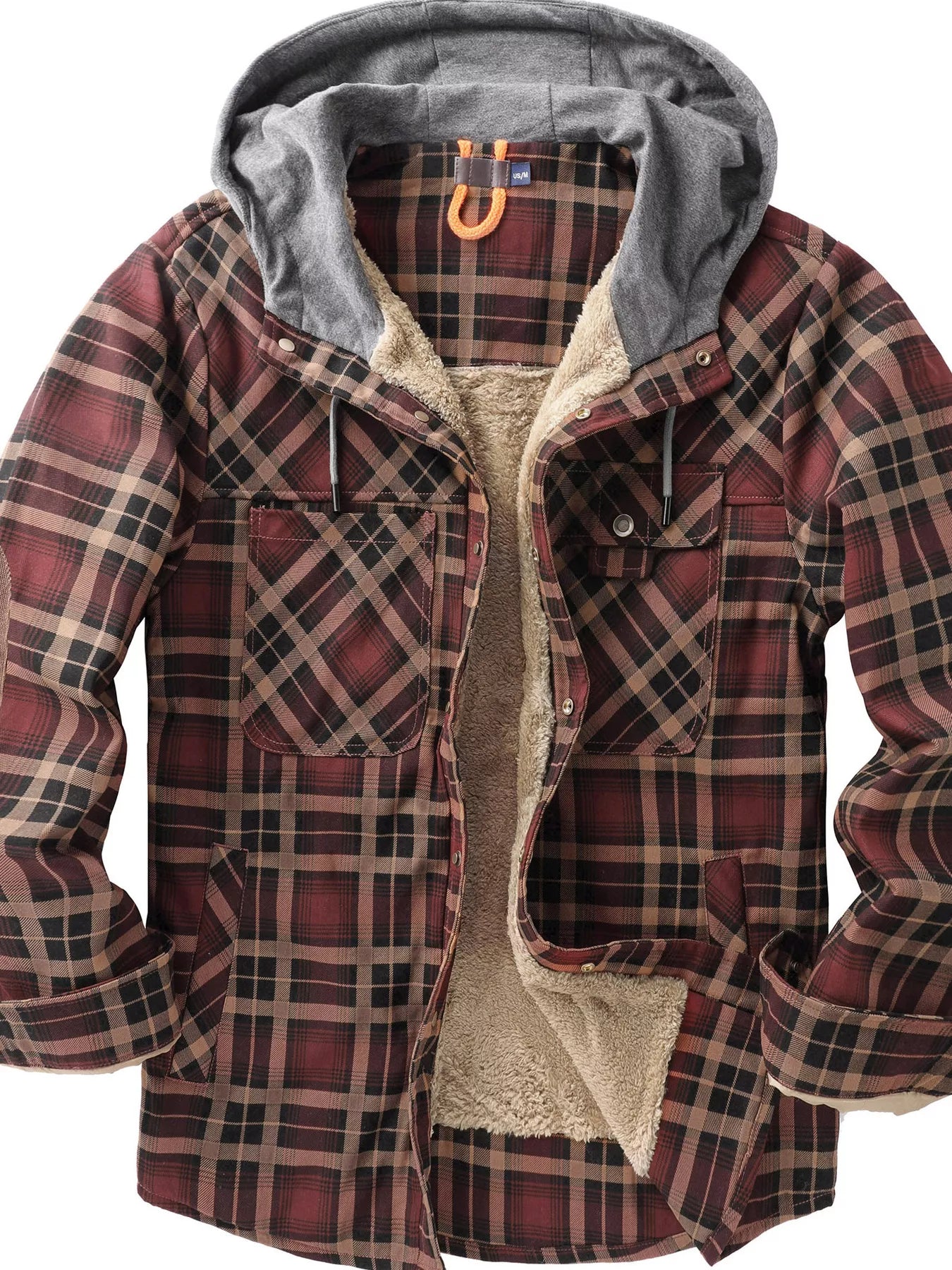 Men's Plaid Flannel Hooded Jacket