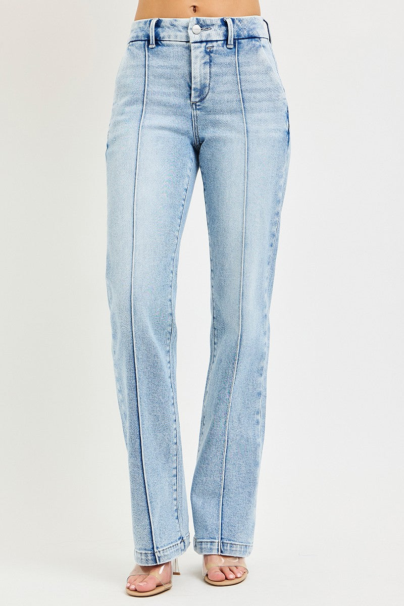 High Rise Pin Tuck Jeans