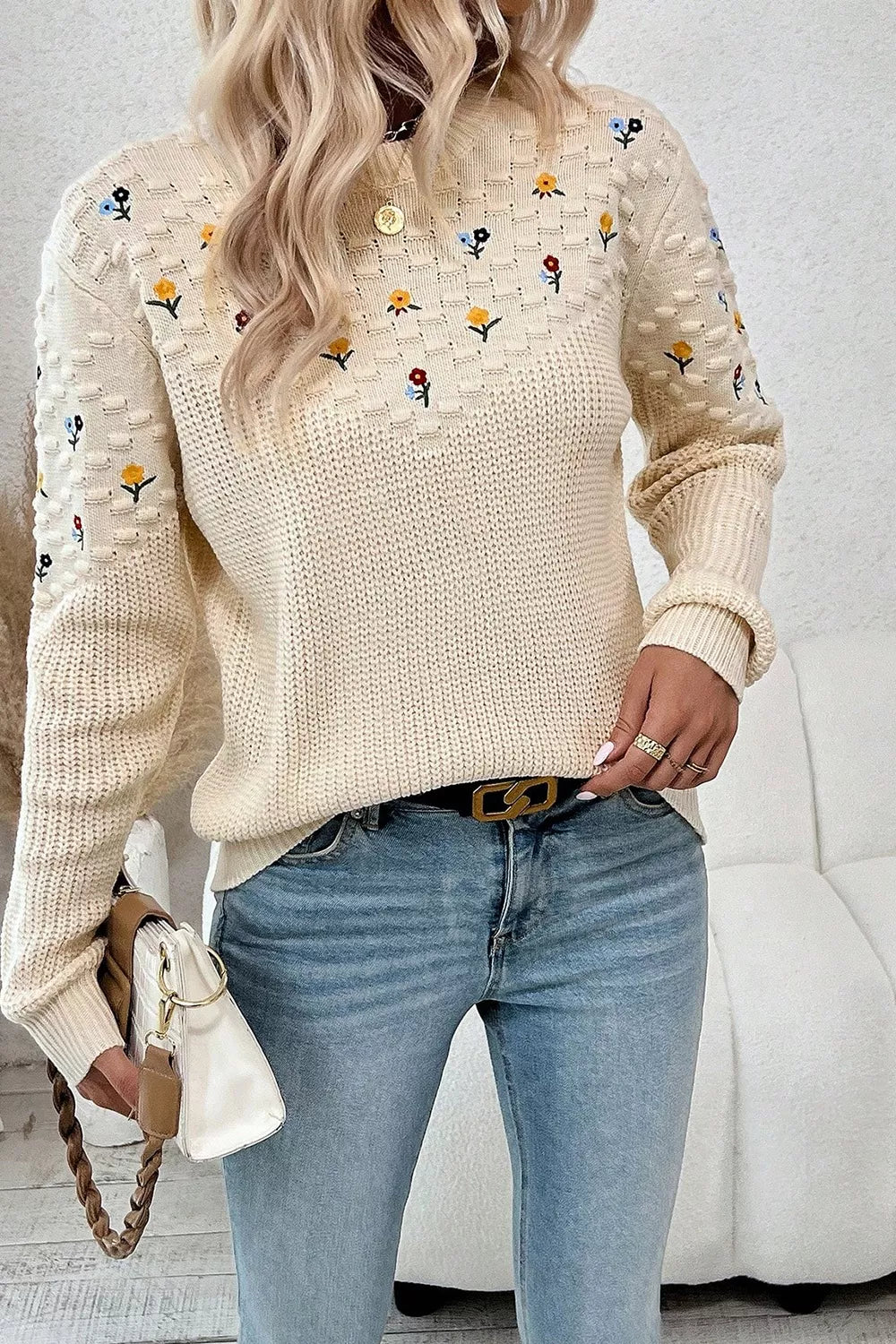 Soft Stitch Floral Sweater