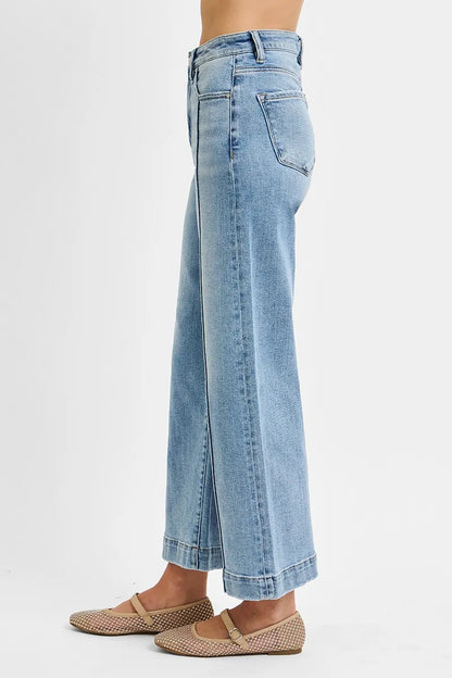 High Rise Crop Wide Leg Jeans - Detail View 4