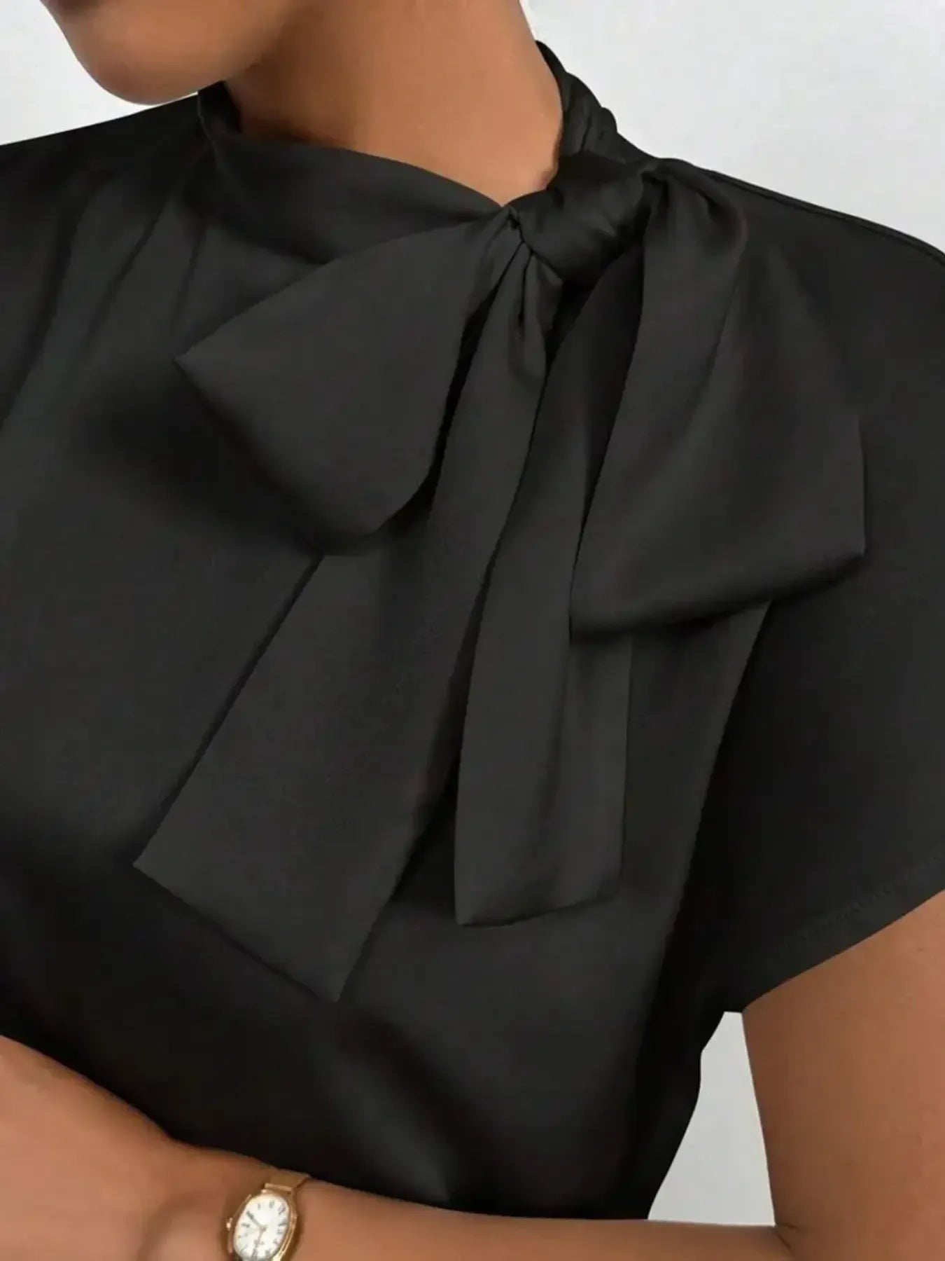 Satin Bow-Tie Blouse