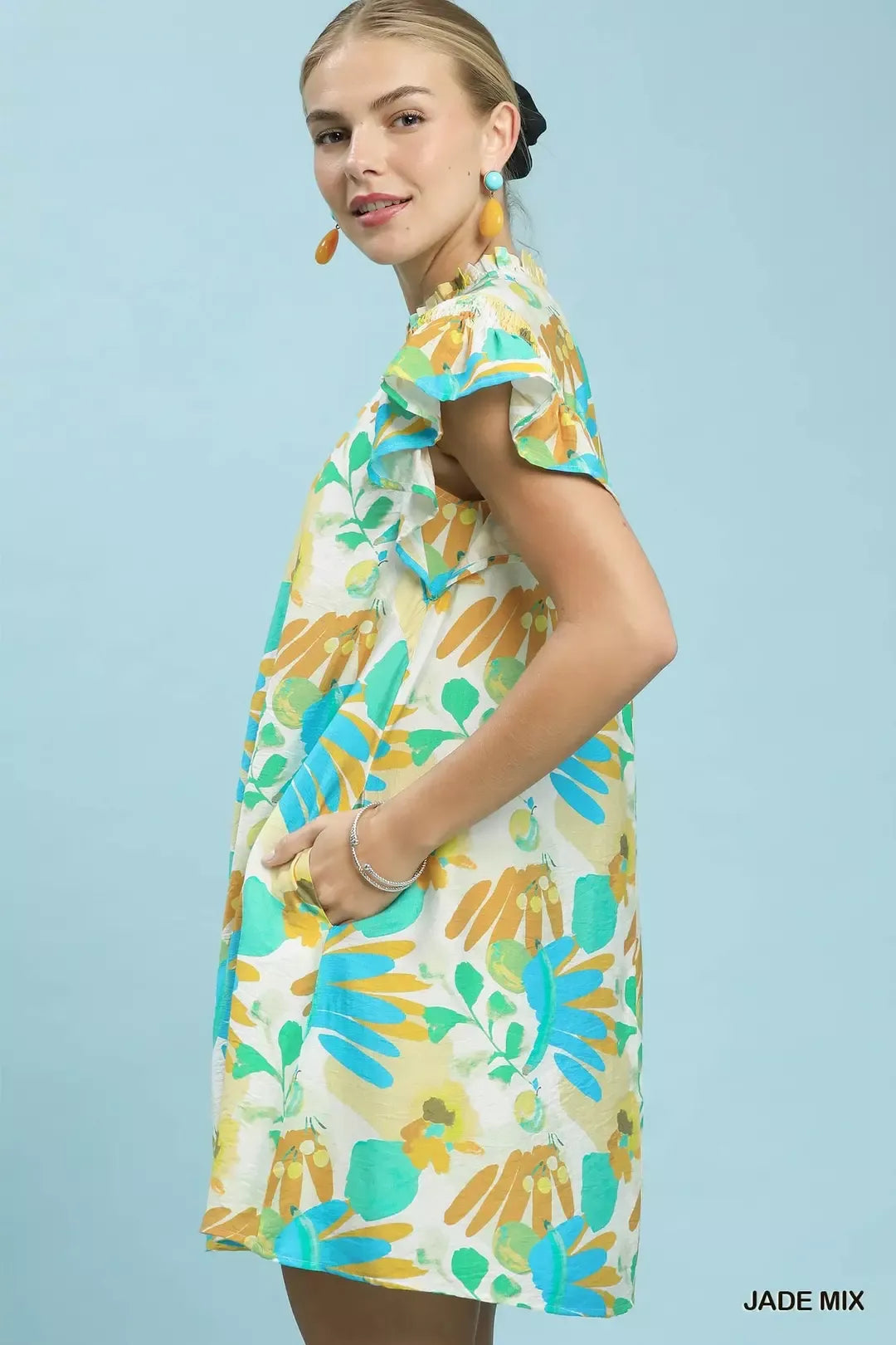 Botanical Print Mini Dress