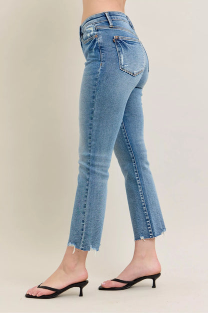 Judy Blue Mr Vintage Wash Destroy Hem Kick Flare Jeans - Side View