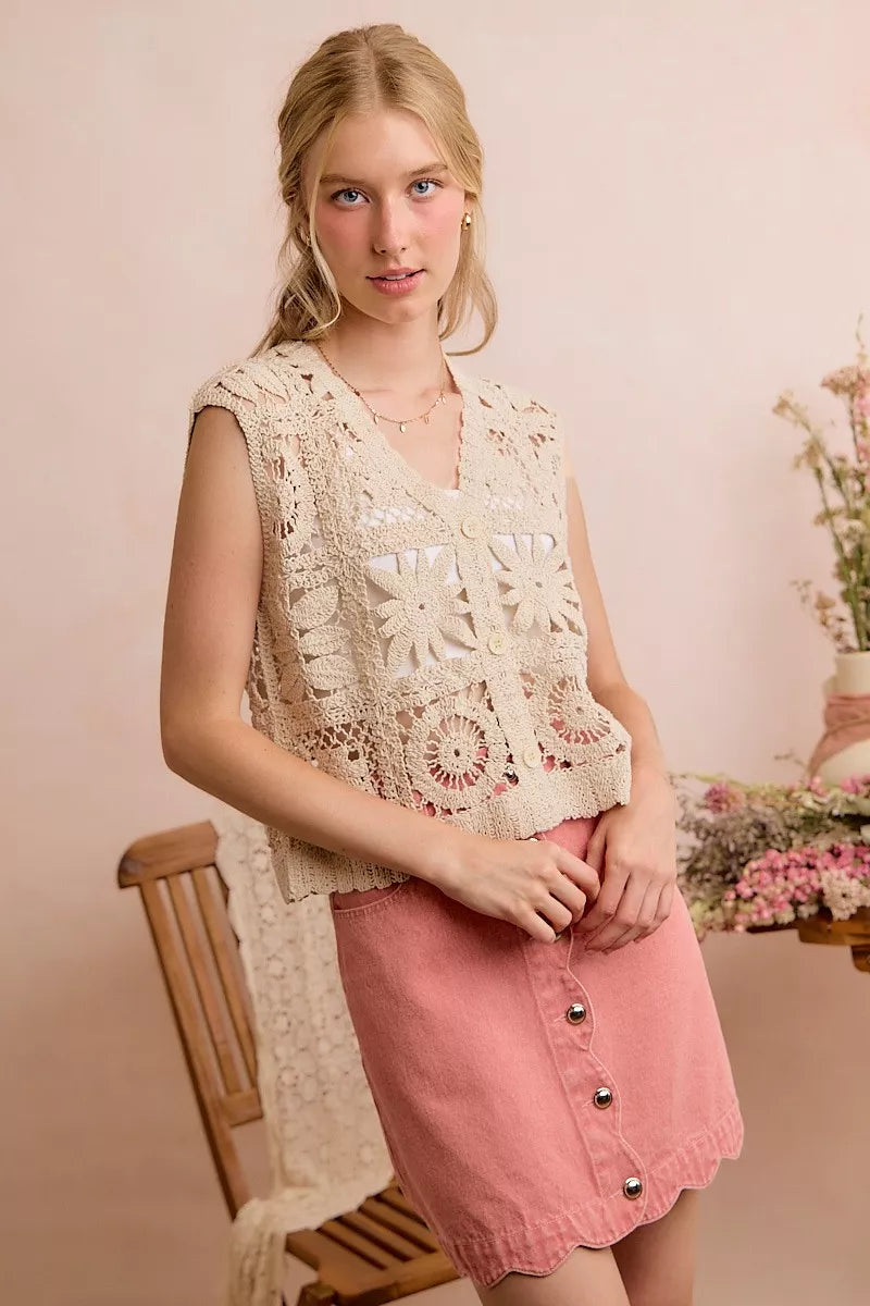 Summer Crochet Sleeveless Vest Top