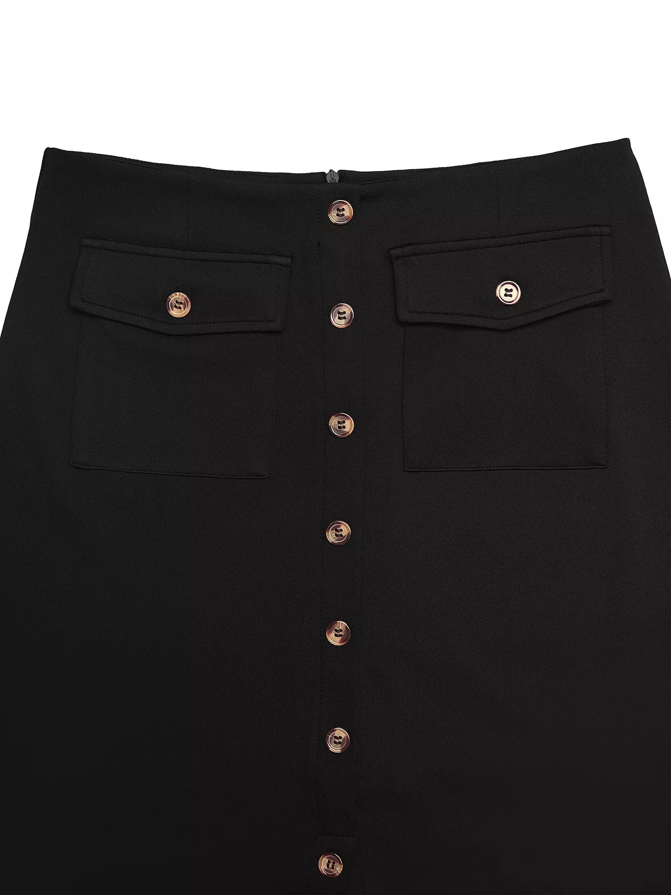 Button-Front Midi Skirt