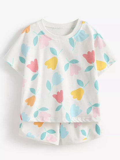 Tulip Print Tee and Shorts Set - Back View