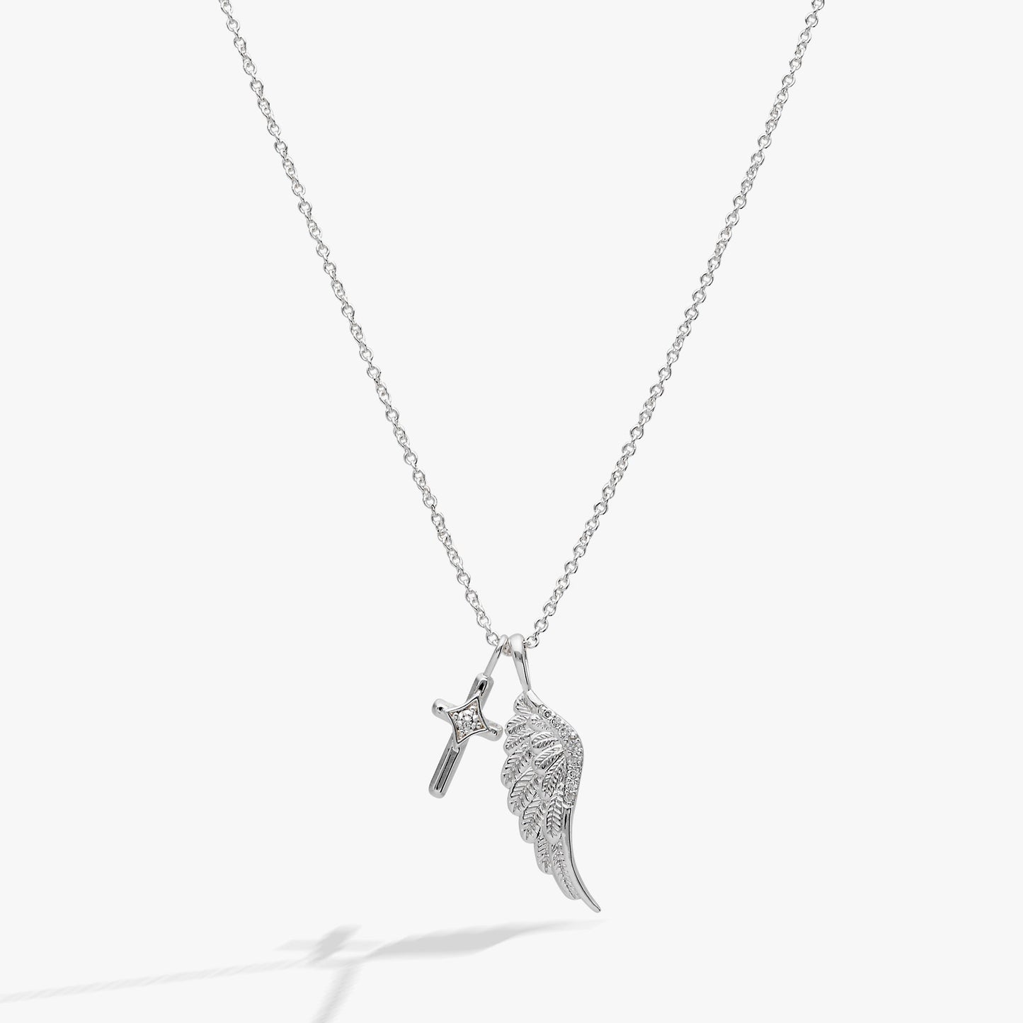 Faith Cross and Angel Wing Charm Necklace - Alex and Ani