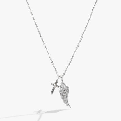 Faith Cross and Angel Wing Charm Necklace - Alex and Ani - Front View