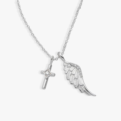 Faith Cross and Angel Wing Charm Necklace - Alex and Ani - Side View