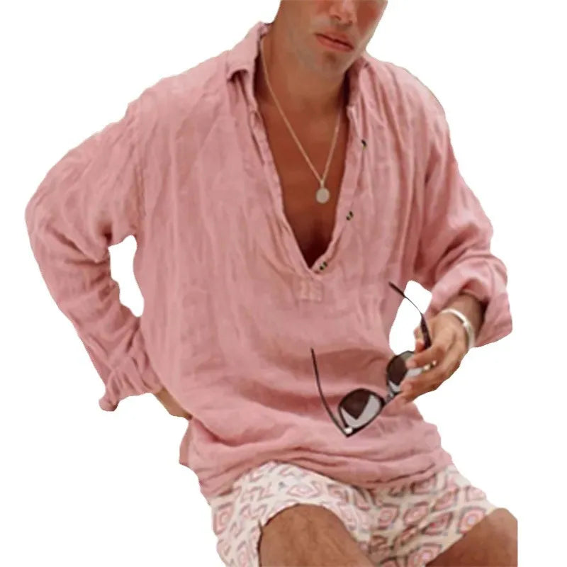 Men's Casual Linen Blend Shirt
