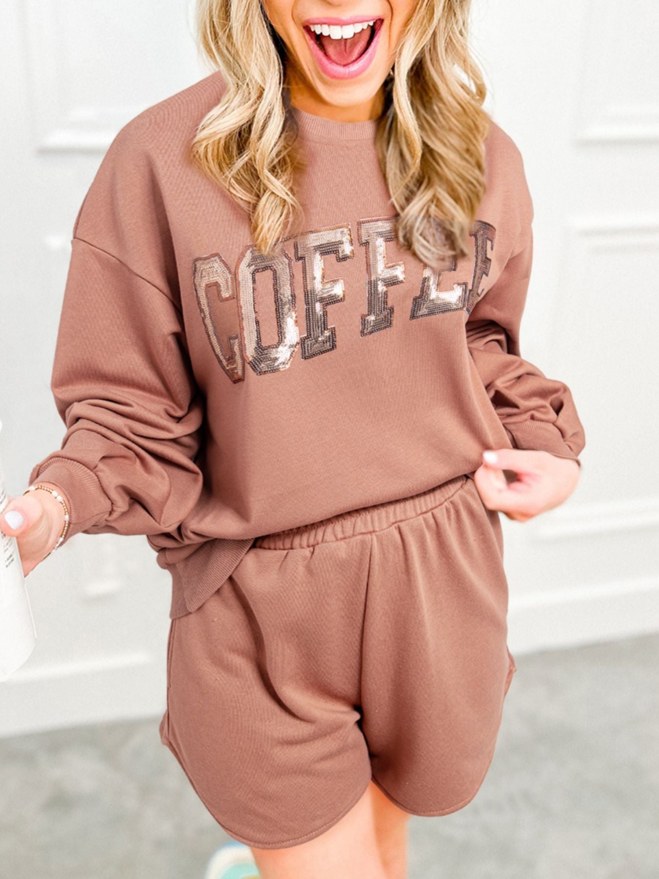 COFFEE Lounge Sweatshirt and Shorts Set
