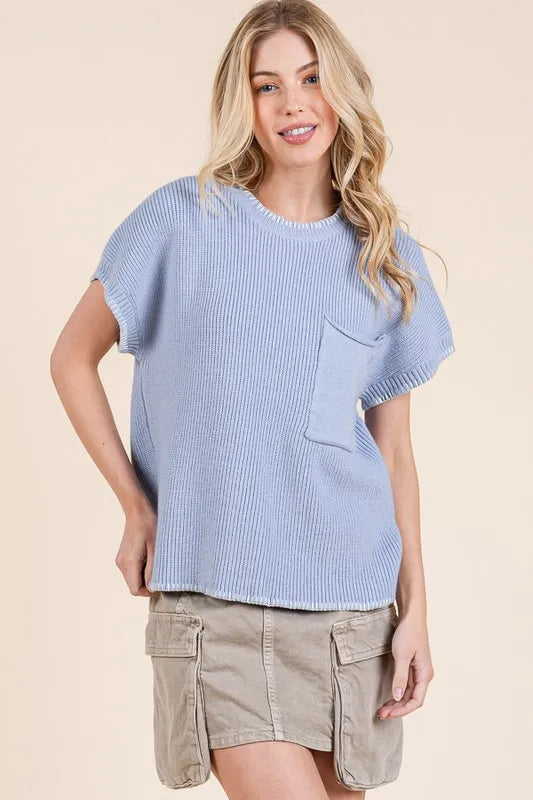 Cap Sleeve Knit Sweater