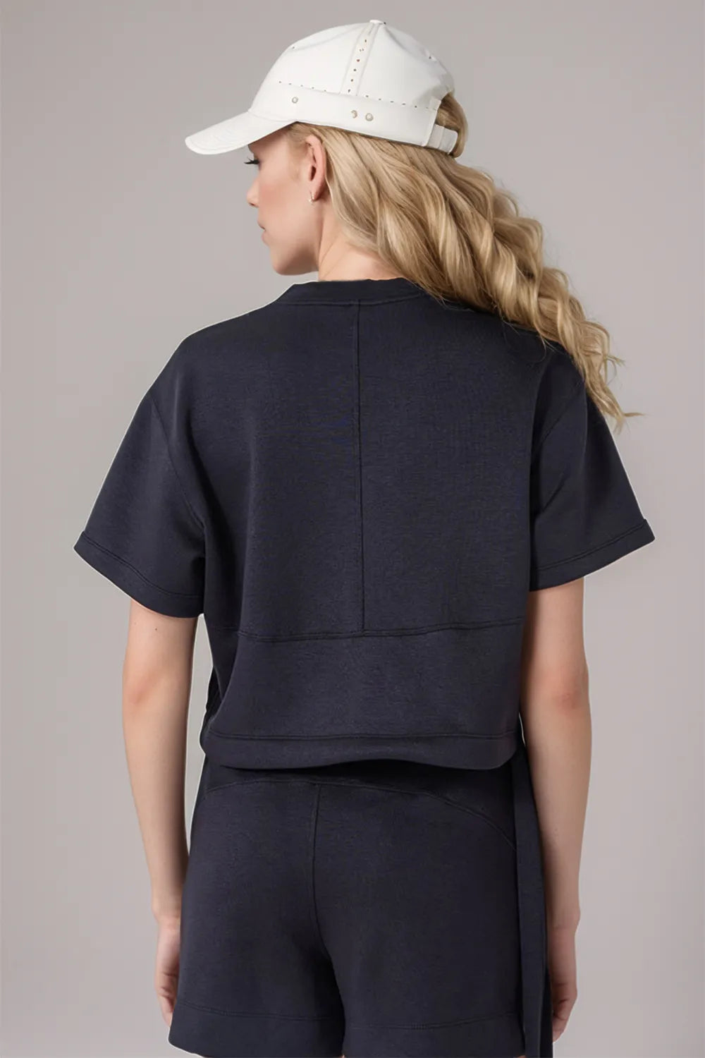 Drawstring Hem Crop Athleisure Top
