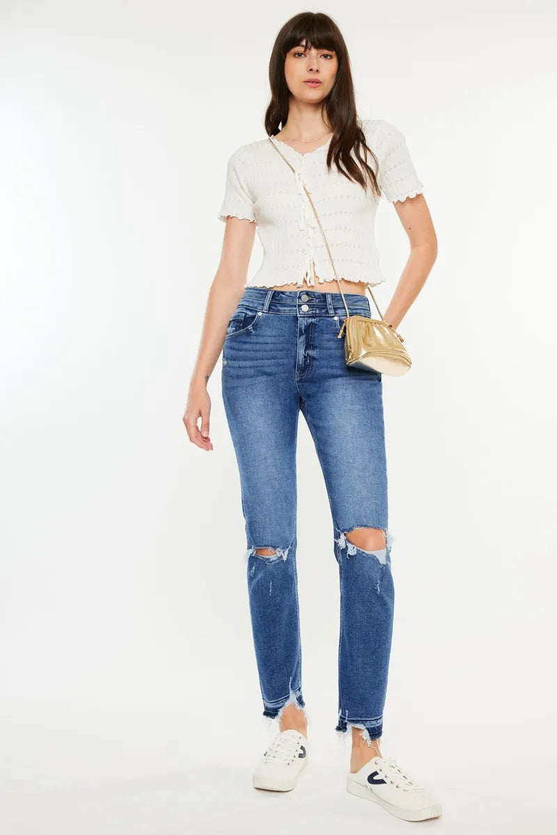 Women's High Rise Distressed Slim Jeans