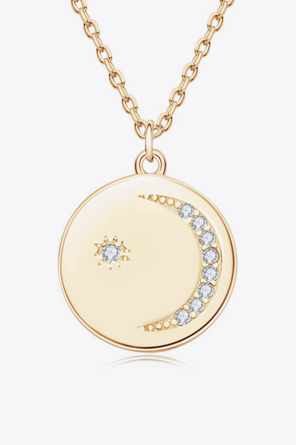 Moon and Star Disc Necklace