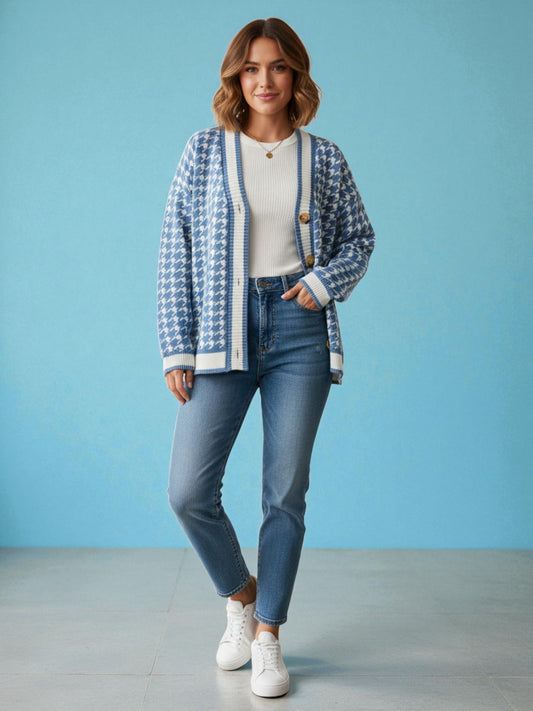 Houndstooth Oversized Cardigan