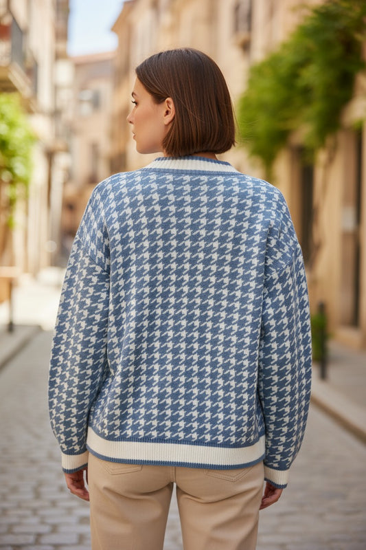 Houndstooth Oversized Cardigan