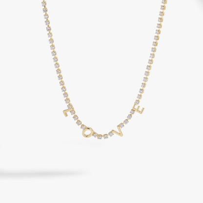 LOVE Crystal Tennis Necklace - Alex and Ani - Front View