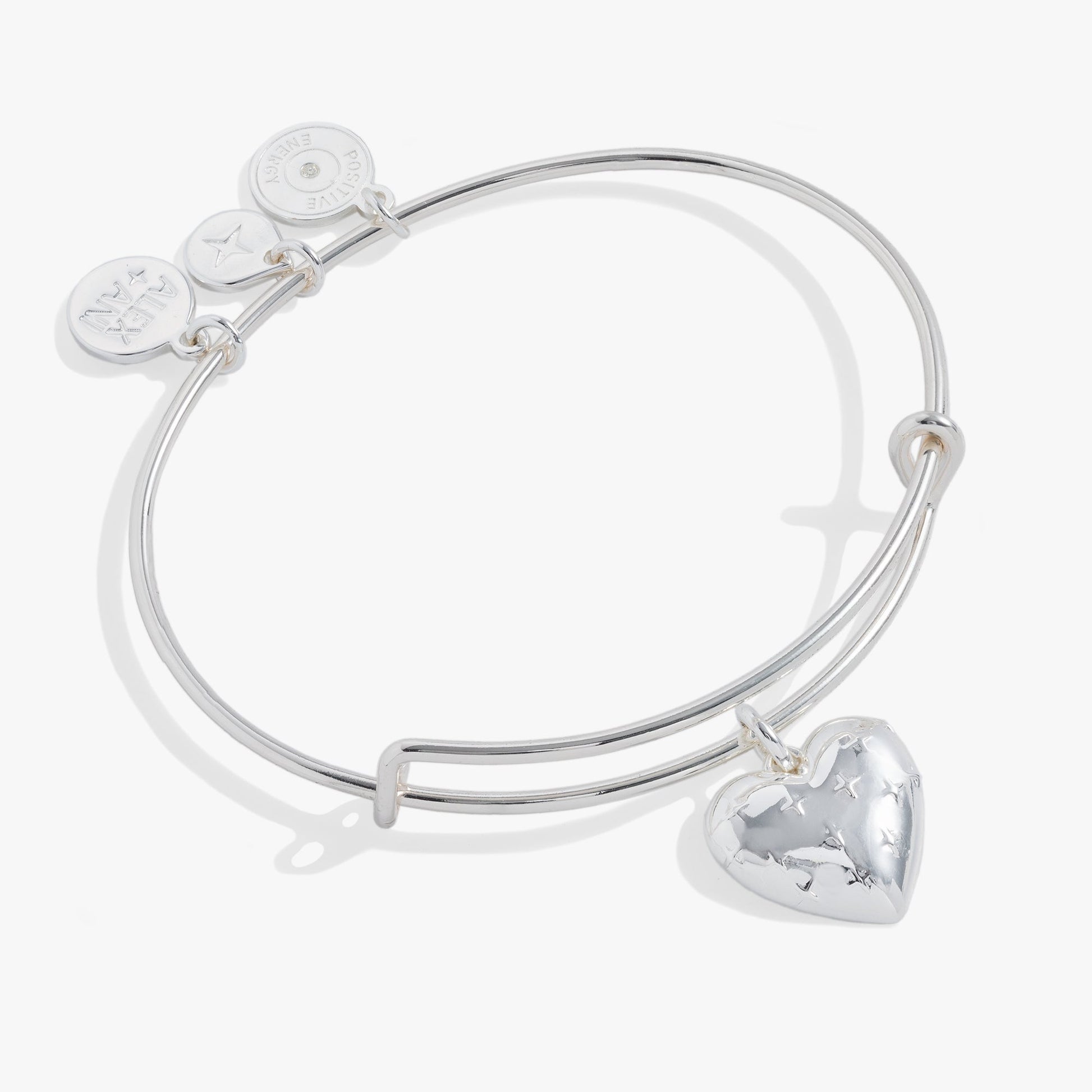 Silver Metal Heart Charm Bangle - Alex and Ani - Front View