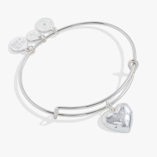 Silver Metal Heart Charm Bangle - Alex and Ani - Front View