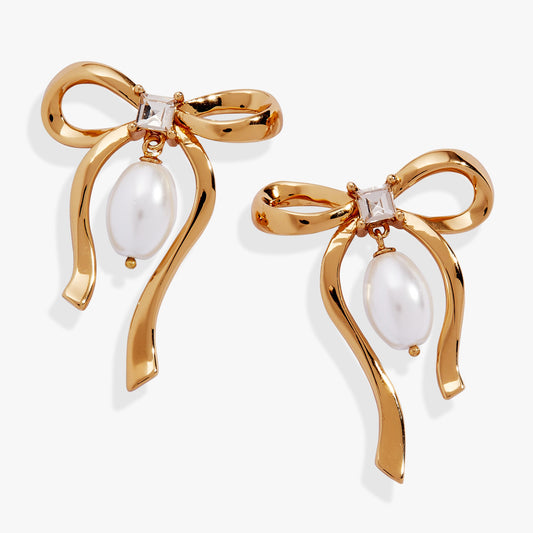 Bow Pearl Coquette Statement Drop Earring - Alex and Ani - Front View
