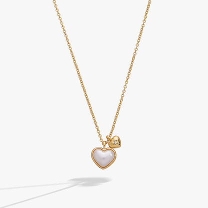 Pearl Heart Duo Charm Necklace - Alex and Ani - Front View