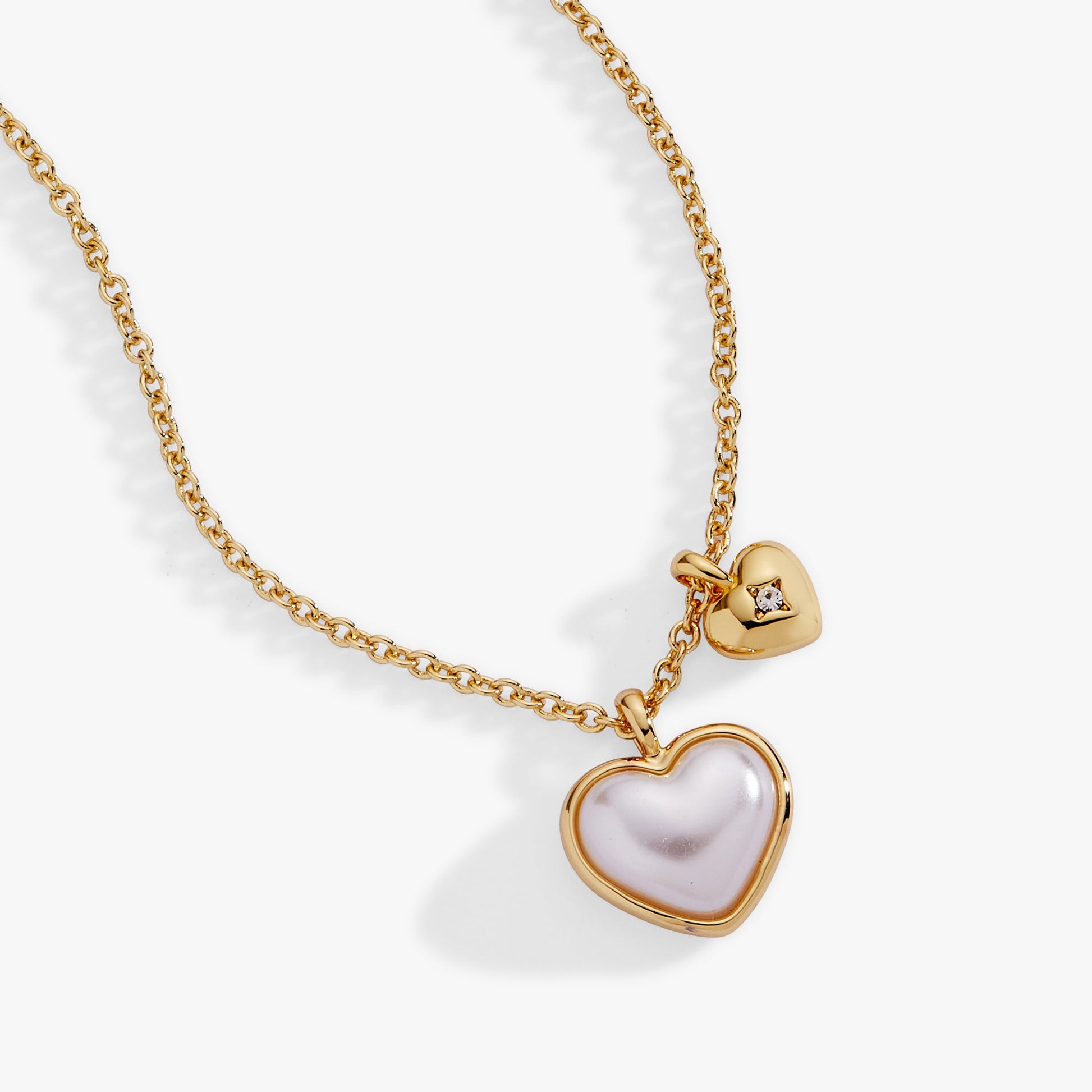 Pearl Heart Duo Charm Necklace - Alex and Ani - Side View