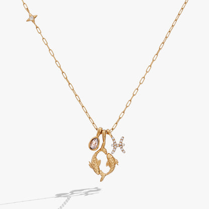 Pisces Zodiac Charm Cluster Necklace - Alex and Ani - Front View