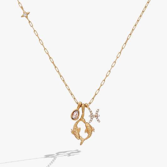Pisces Zodiac Charm Cluster Necklace - Alex and Ani - Front View
