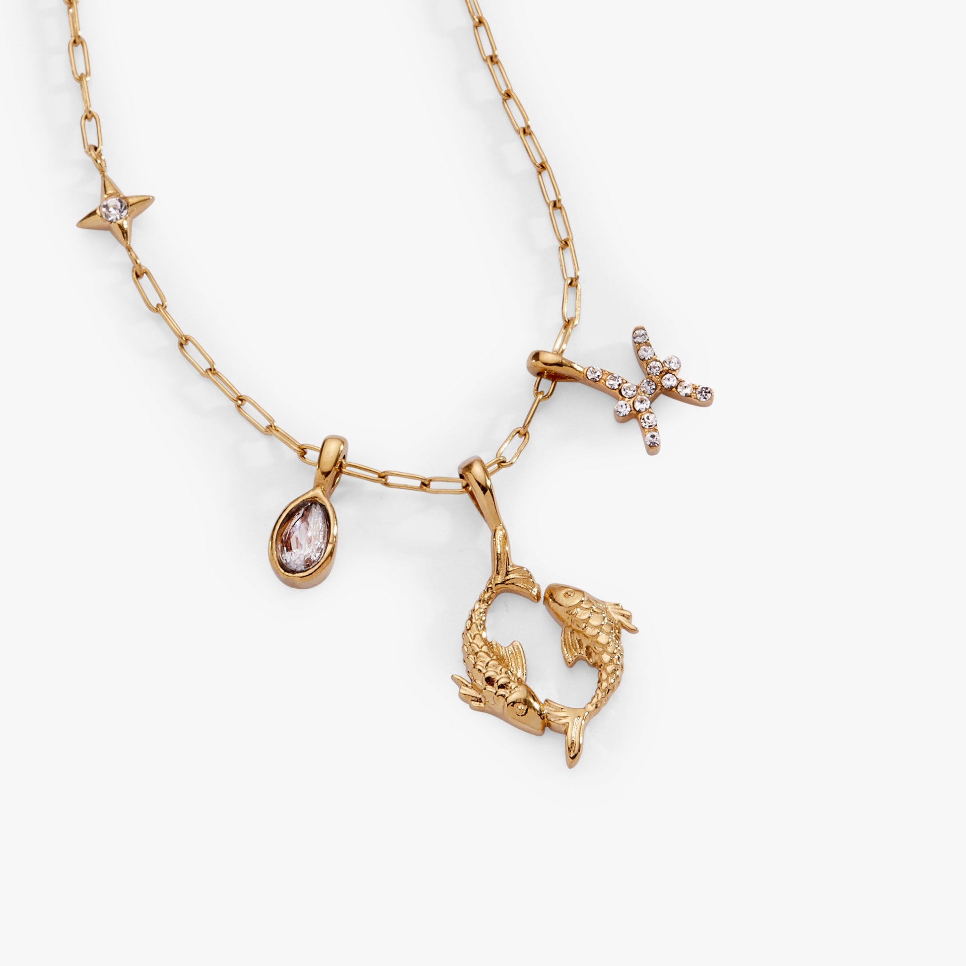 Pisces Zodiac Charm Cluster Necklace - Alex and Ani - Side View