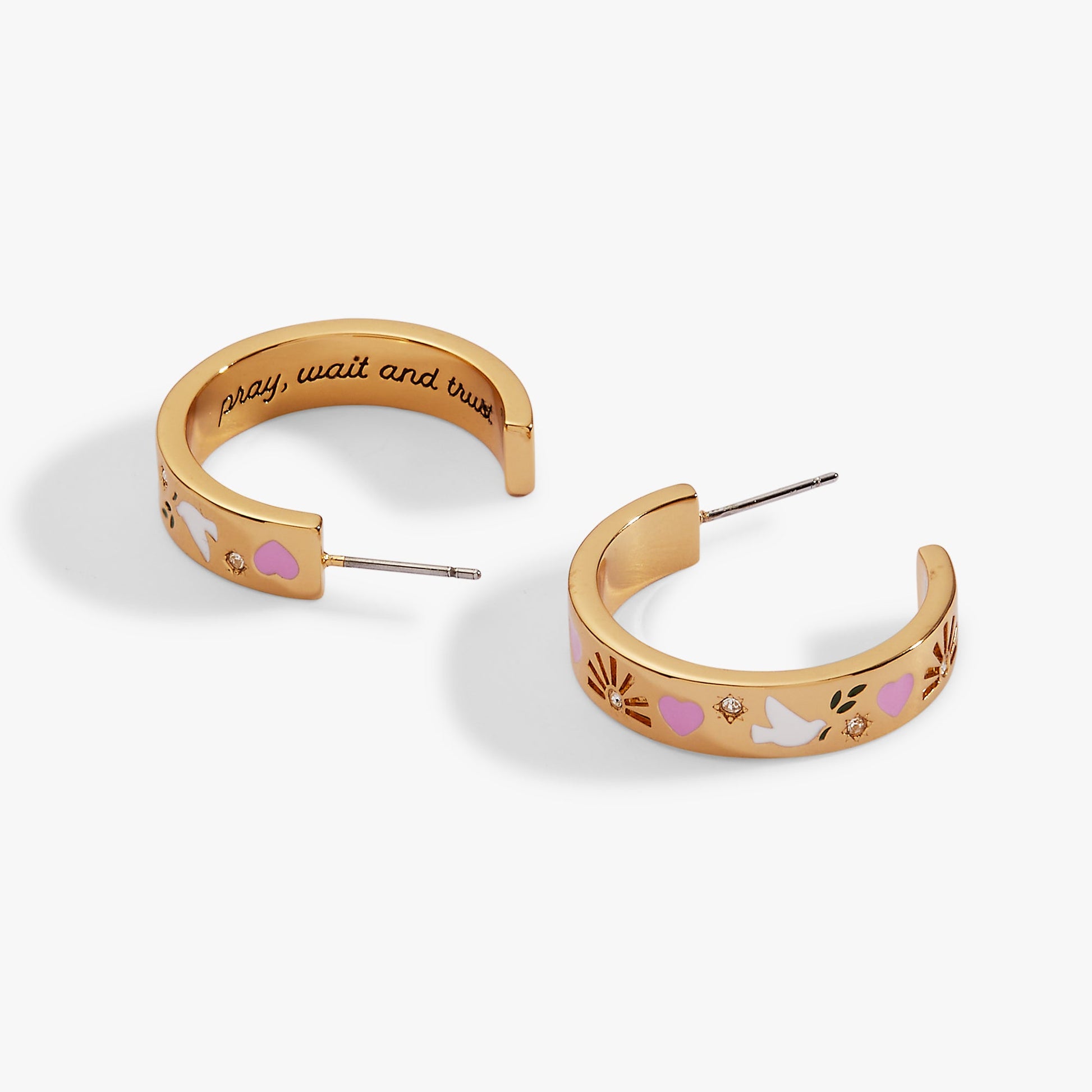 'Pray, Wait and Trust' Hoop Earrings - Alex and Ani - Side View