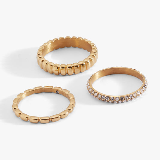 Ribbed Stacking Ring Set of 3 - Alex and Ani - Front View