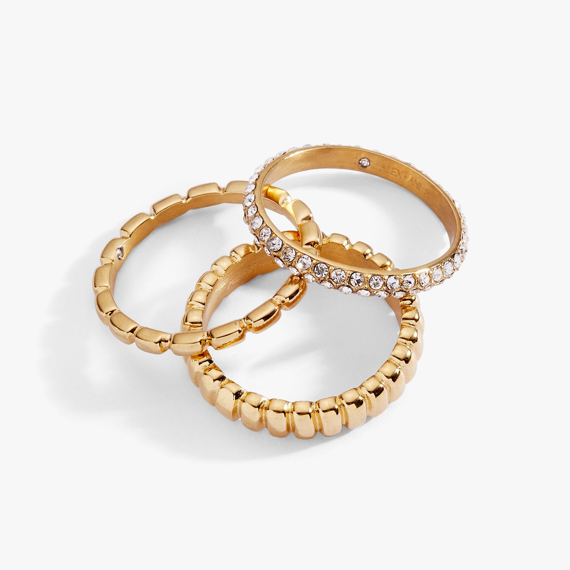 Ribbed Stacking Ring Set of 3 - Alex and Ani - Side View