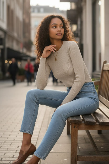 Ribbed Long Sleeve T-Shirt - Detail View 6