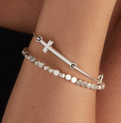 Spiritual Armor Cross Inline Charm Bangle - Alex and Ani