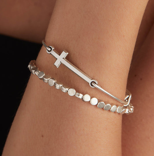Spiritual Armor Cross Inline Charm Bangle - Alex and Ani