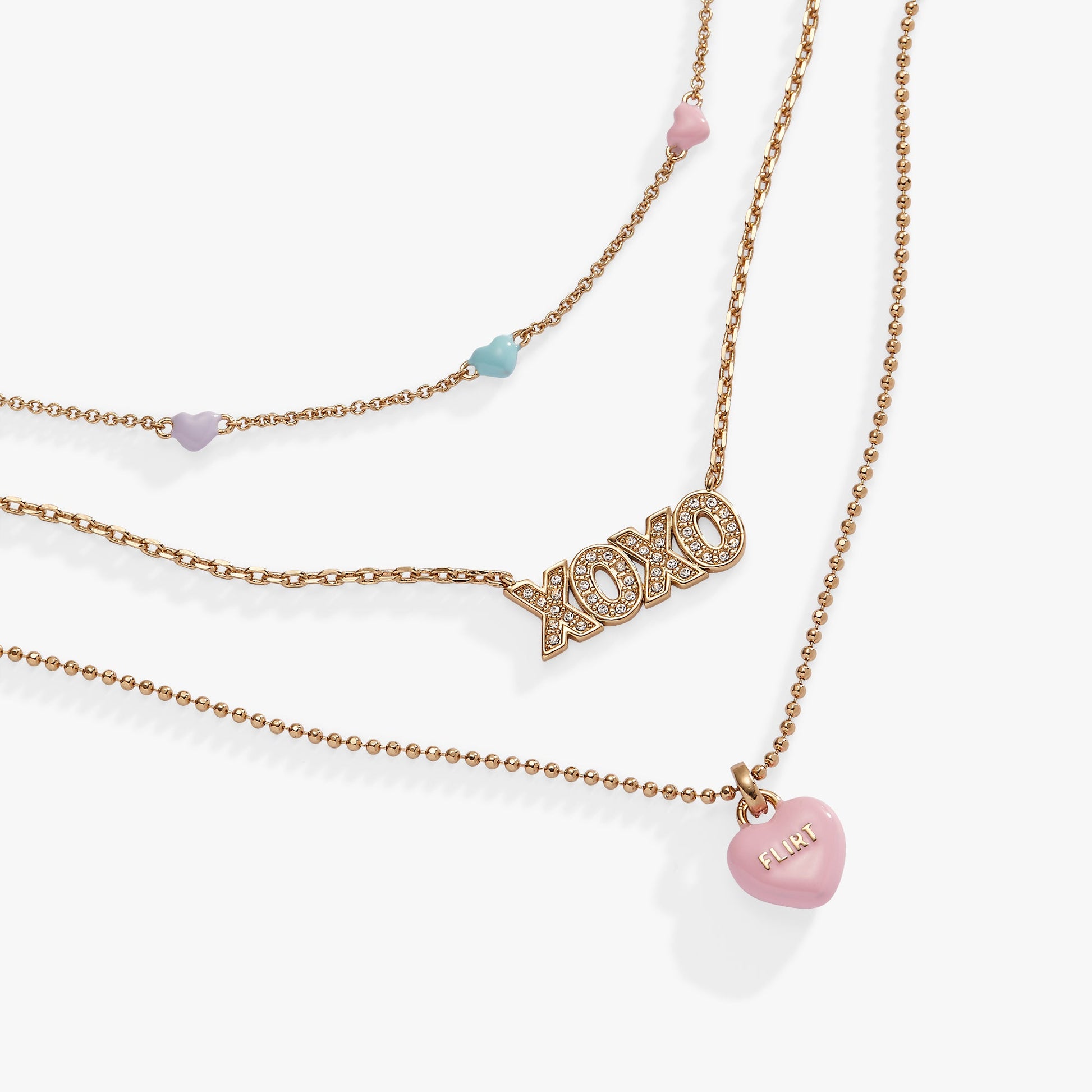 Sweethearts® Triple-Strand Charm Necklace - Alex and Ani - Side View