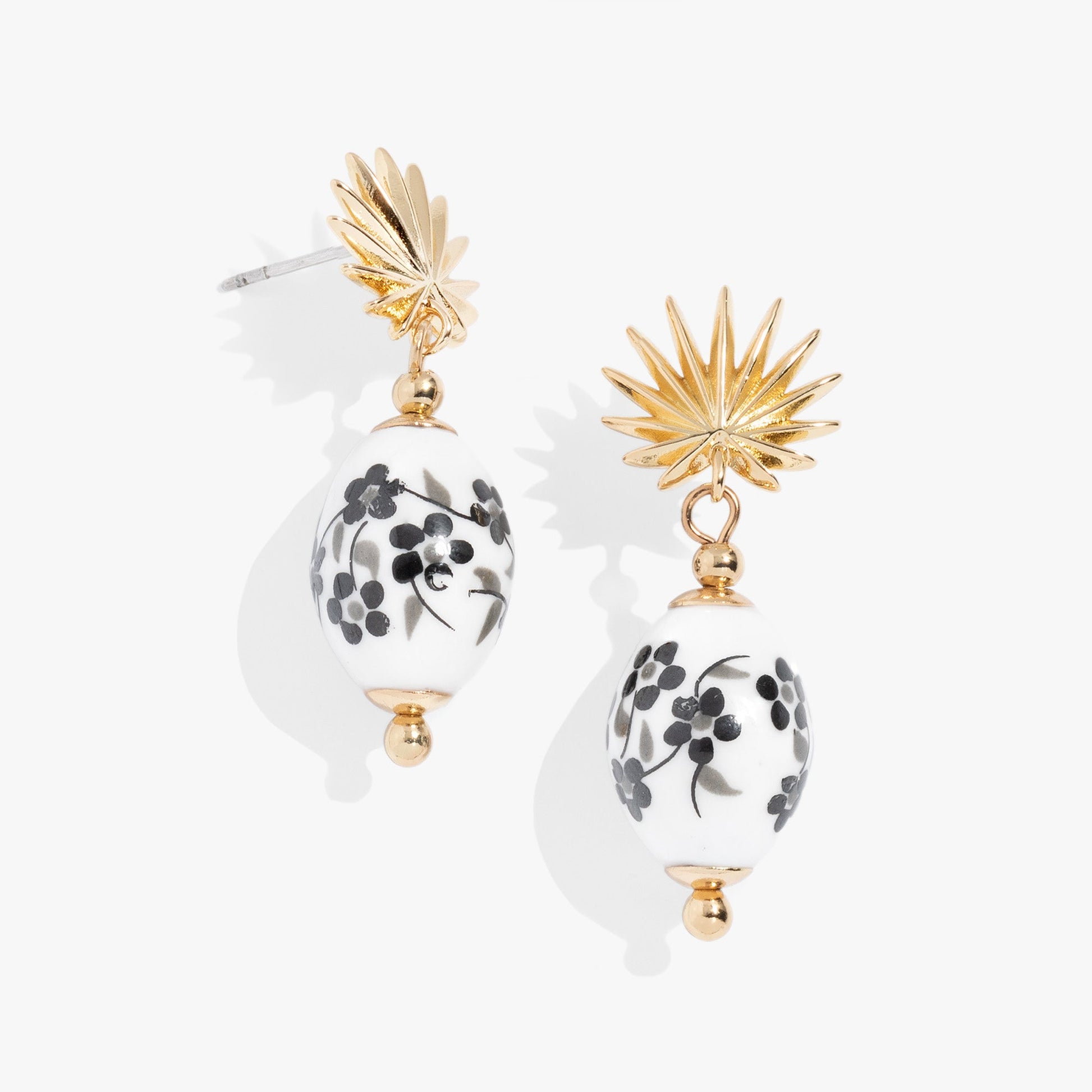 Toile and Palm Drop Earrings - Alex and Ani - Front View