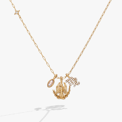 Virgo Zodiac Charm Cluster Necklace - Alex and Ani - Front View