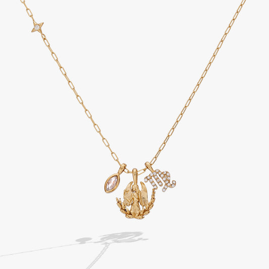 Virgo Zodiac Charm Cluster Necklace - Alex and Ani - Front View