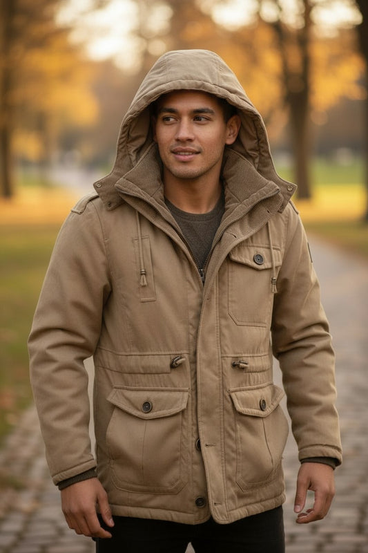 Men’s Fleece-Lined Utility Hooded Jacket