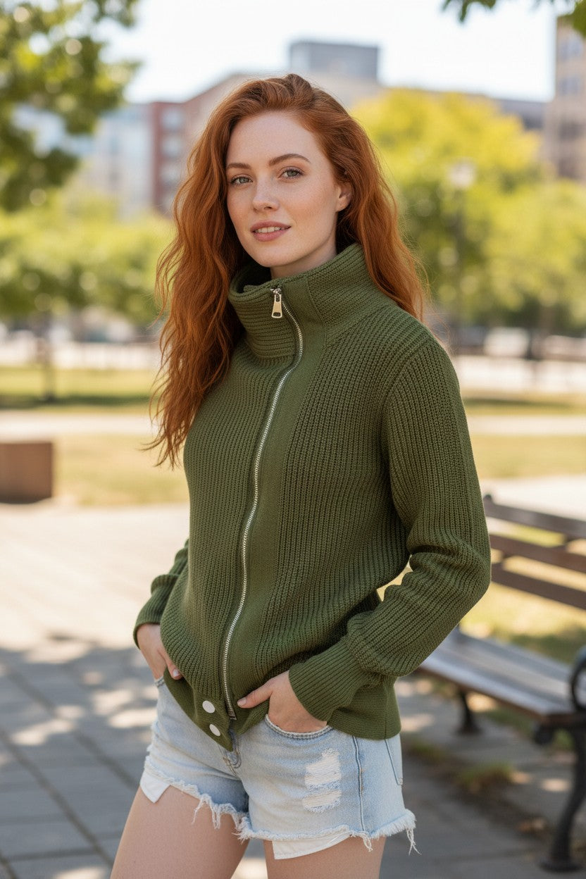 High Neck Sweater Jacket