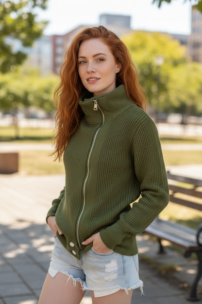 High Neck Sweater Jacket