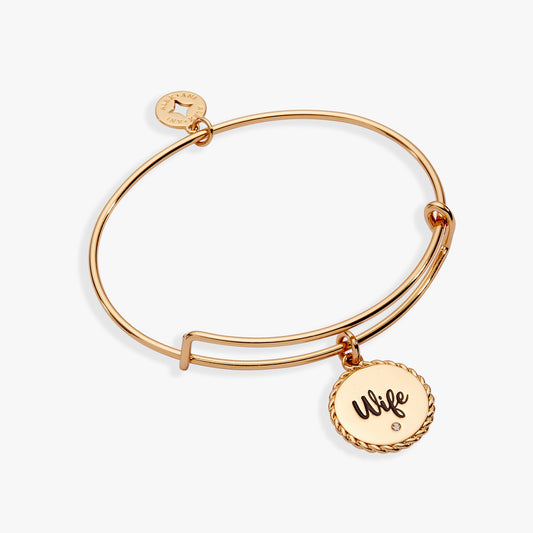Wife 'True Love Stories Never Have Endings' Charm Bangle - Front View